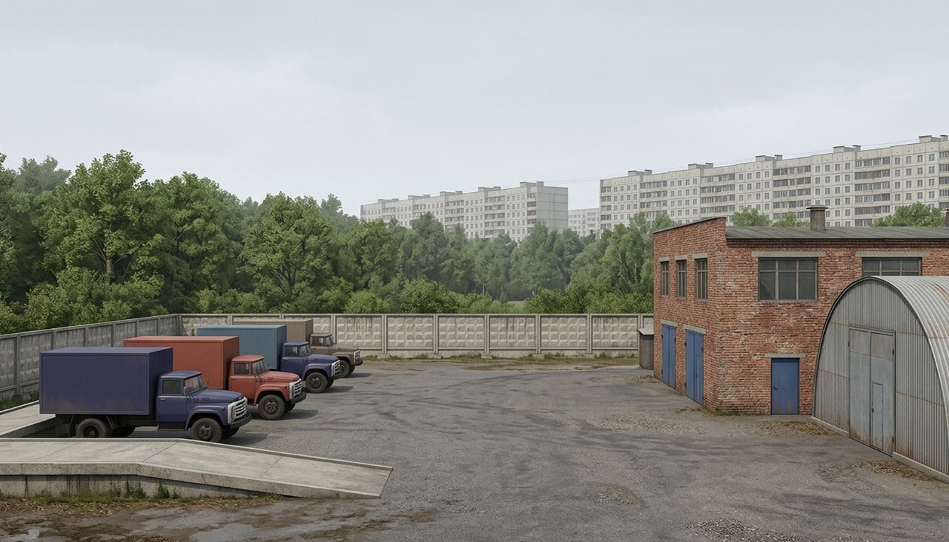 Авторемонтная база на краю Ясенева, 1980-е годы.